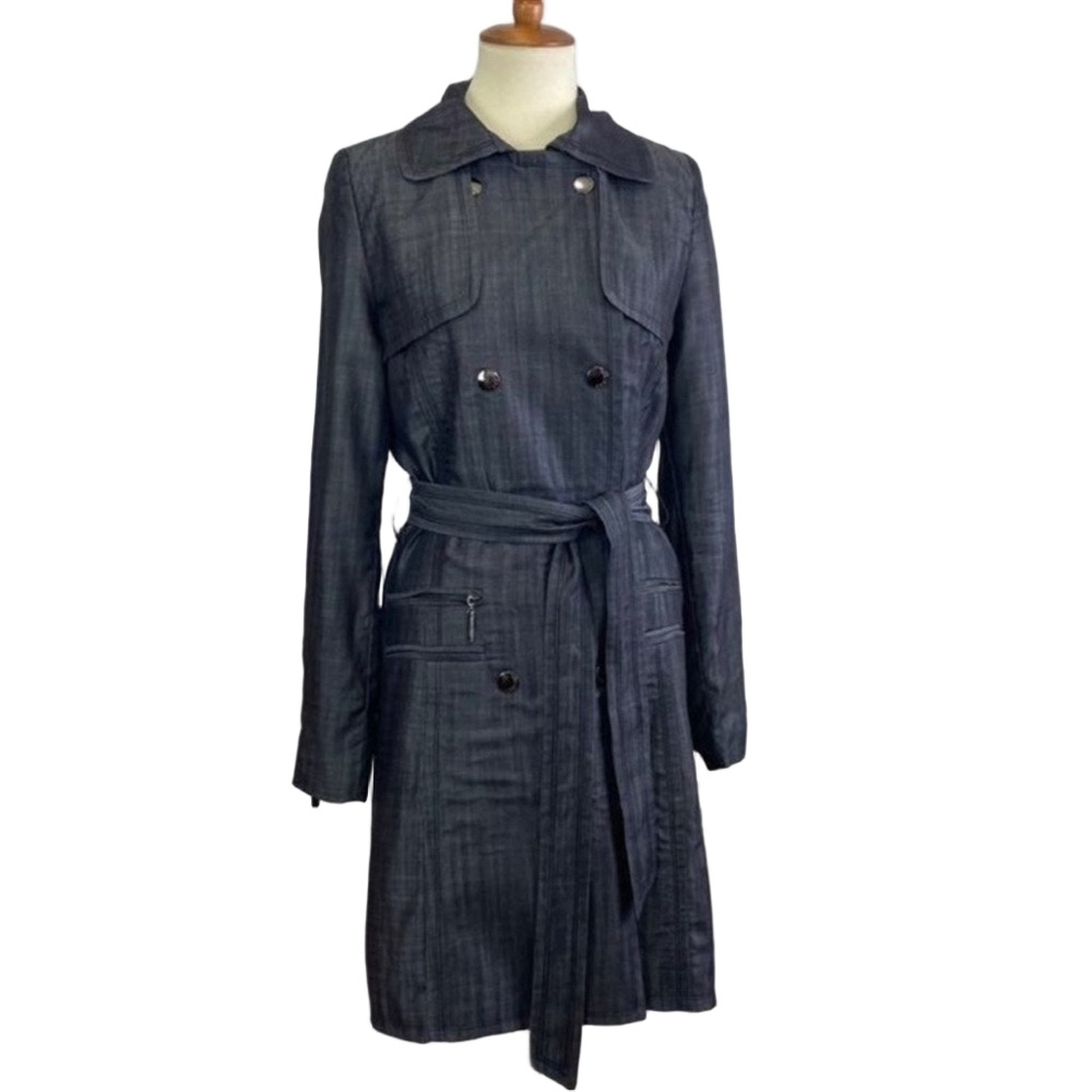 Vertigo Paris Chambray Double-Breasted Trench Coat